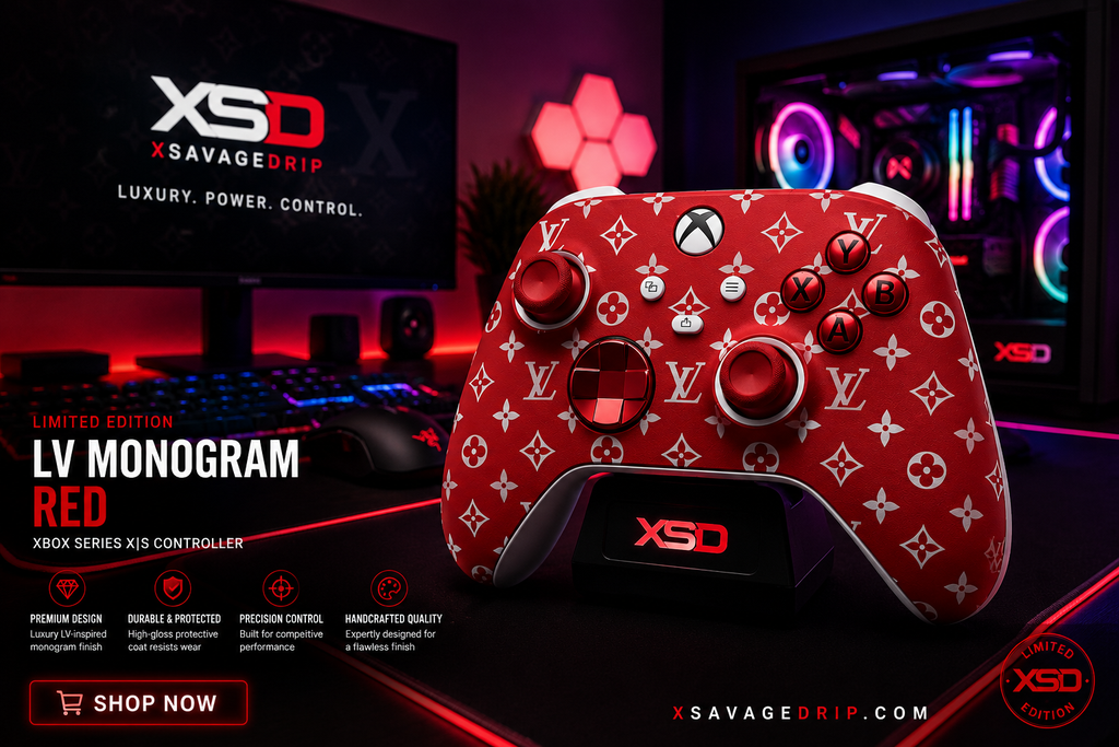 ❤️ LV Monogram Red Xbox Controller