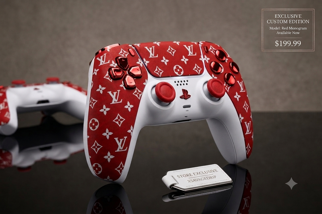 ❤️ LV Monogram Red PS5 Controller