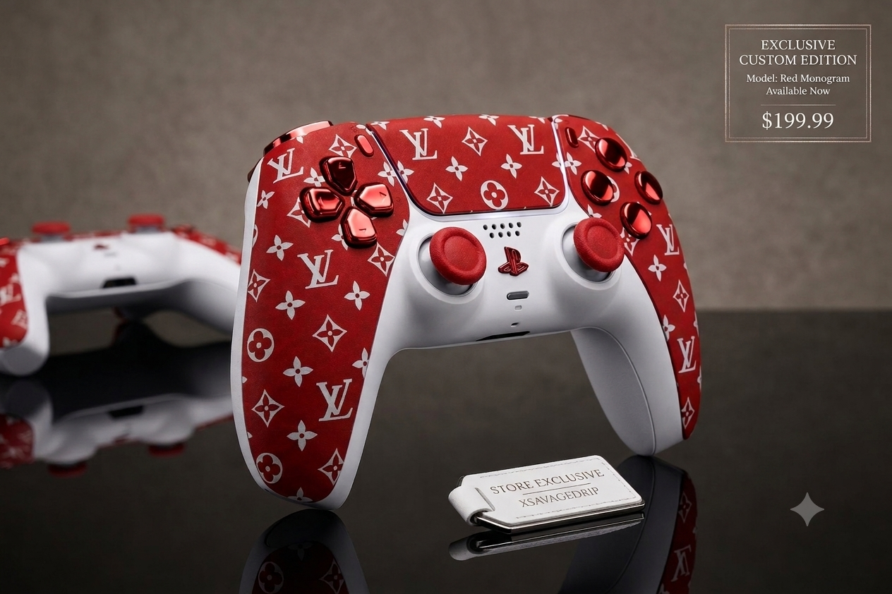 ❤️ LV Monogram Red PS5 Controller