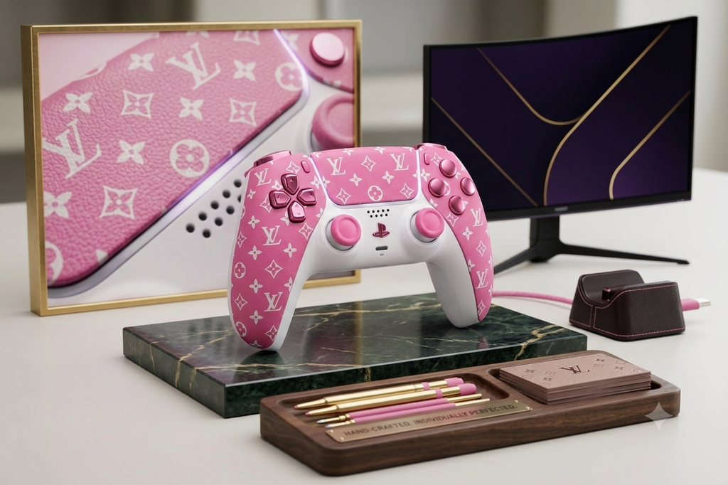 🩷 LV Monogram Pink PS5 Controller