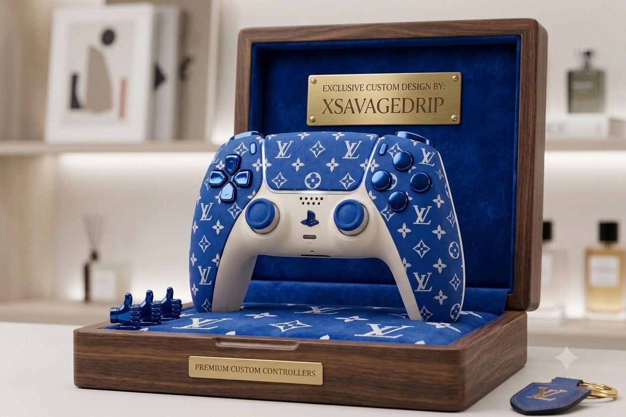 💙 LV Monogram Blue PS5 Controller