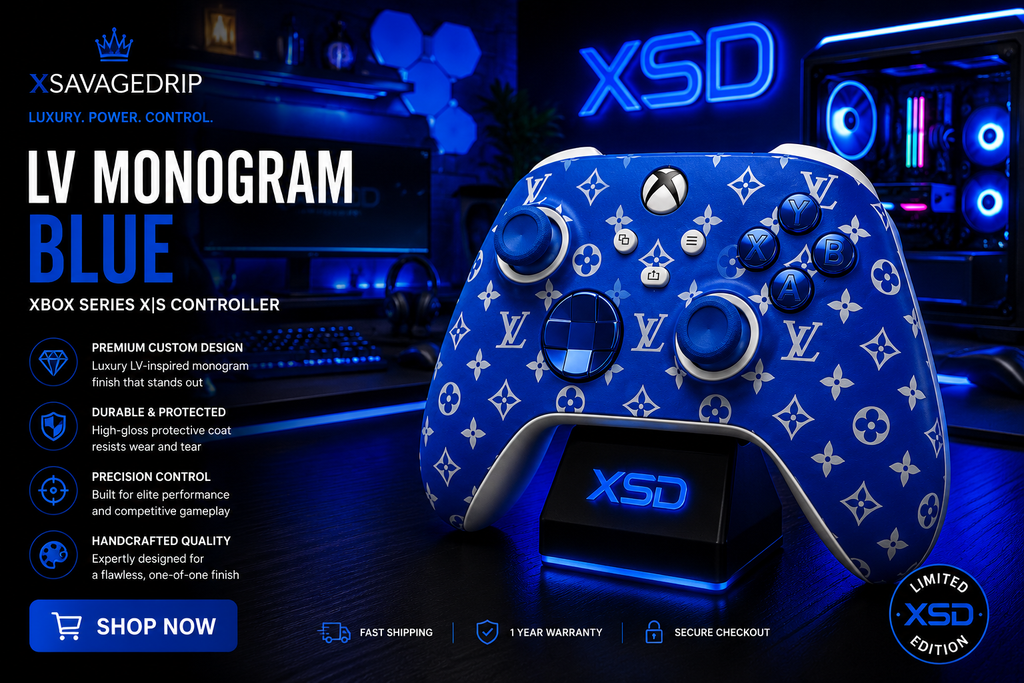 💙 LV Monogram Blue Xbox Controller